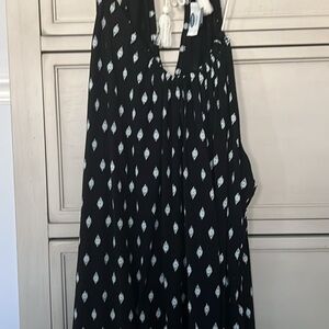 Old Navy Black Halter Tunic with White Geometric Print and Tassels